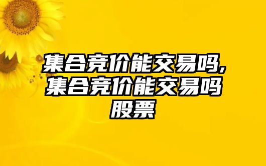 集合競價能交易嗎,集合競價能交易嗎股票