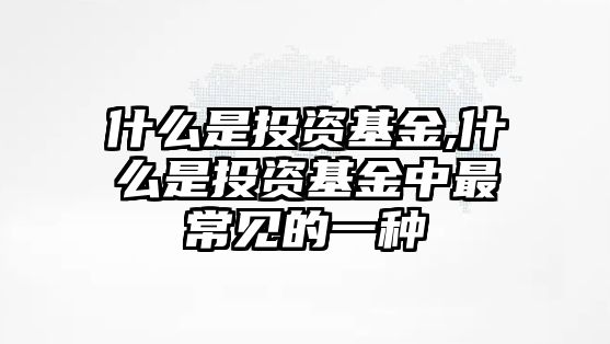 什么是投資基金,什么是投資基金中最常見的一種