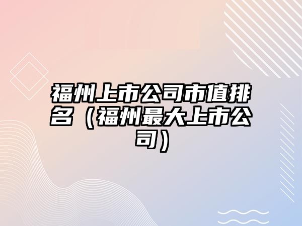 福州上市公司市值排名（福州最大上市公司）