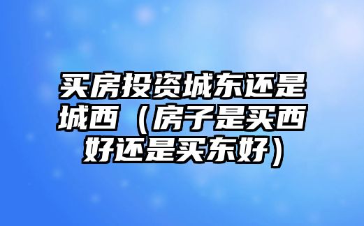 買房投資城東還是城西（房子是買西好還是買東好）