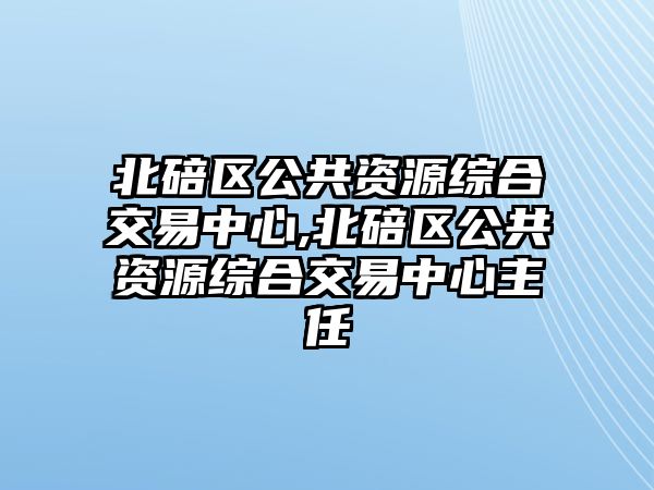 北碚區(qū)公共資源綜合交易中心,北碚區(qū)公共資源綜合交易中心主任