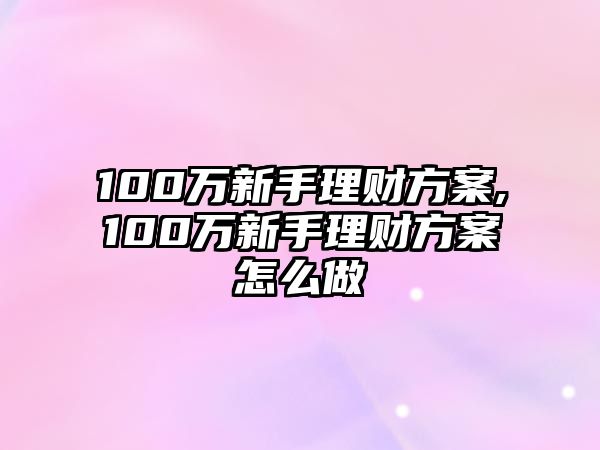 100萬(wàn)新手理財(cái)方案,100萬(wàn)新手理財(cái)方案怎么做