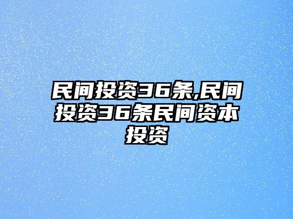 民間投資36條,民間投資36條民間資本投資