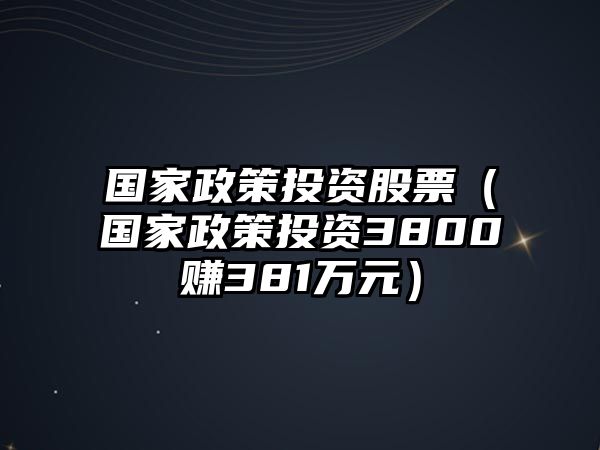 國(guó)家政策投資股票（國(guó)家政策投資3800賺381萬(wàn)元）