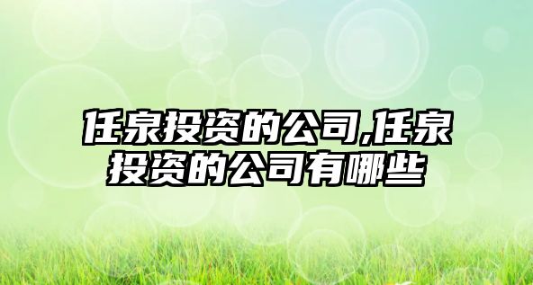 任泉投資的公司,任泉投資的公司有哪些