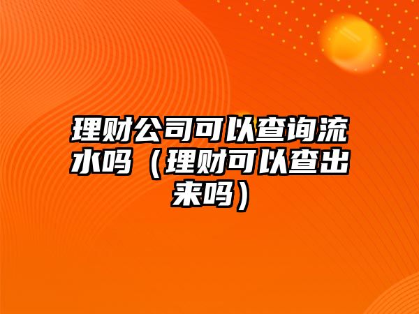 理財(cái)公司可以查詢流水嗎（理財(cái)可以查出來(lái)嗎）