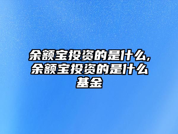 余額寶投資的是什么,余額寶投資的是什么基金