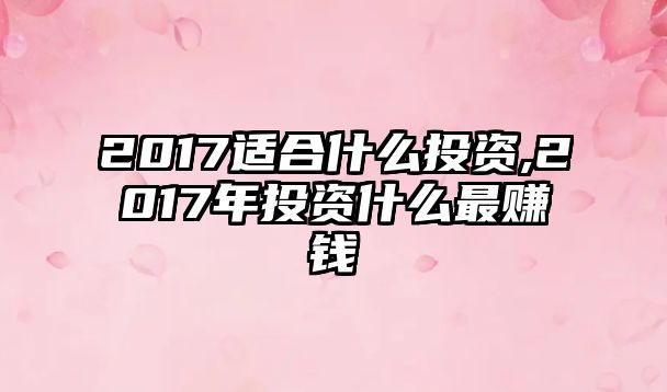 2017適合什么投資,2017年投資什么最賺錢