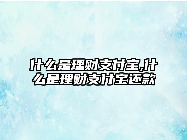 什么是理財(cái)支付寶,什么是理財(cái)支付寶還款