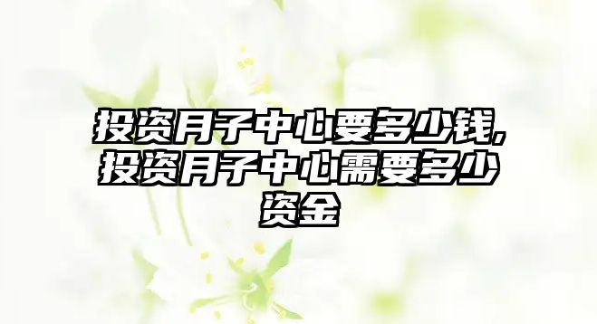 投資月子中心要多少錢,投資月子中心需要多少資金