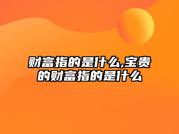 財富指的是什么,寶貴的財富指的是什么