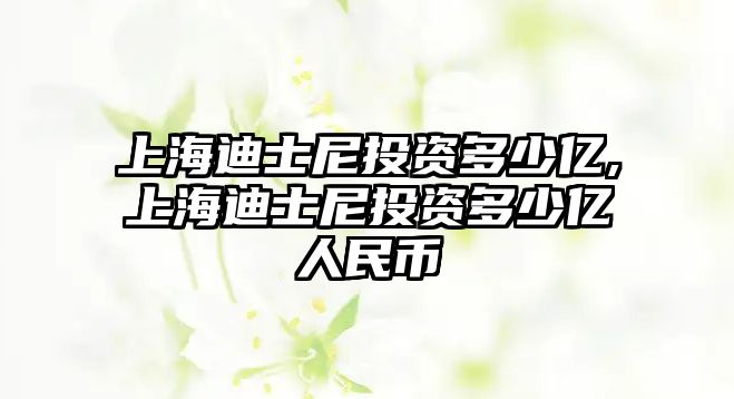 上海迪士尼投資多少億,上海迪士尼投資多少億人民幣