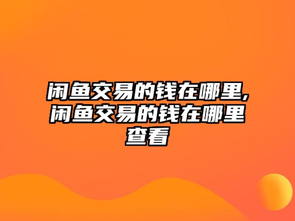 閑魚交易的錢在哪里,閑魚交易的錢在哪里查看