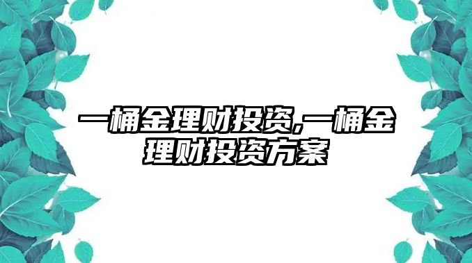 一桶金理財投資,一桶金理財投資方案