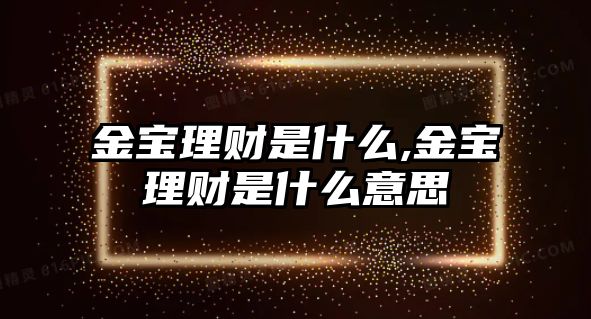 金寶理財(cái)是什么,金寶理財(cái)是什么意思