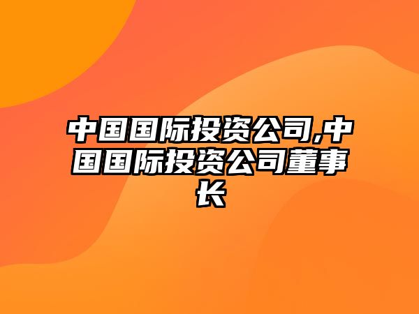 中國(guó)國(guó)際投資公司,中國(guó)國(guó)際投資公司董事長(zhǎng)