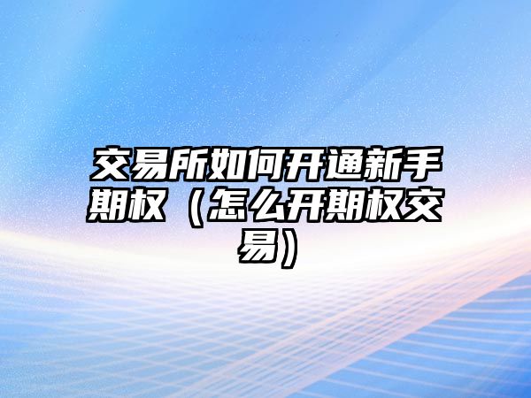 交易所如何開通新手期權（怎么開期權交易）