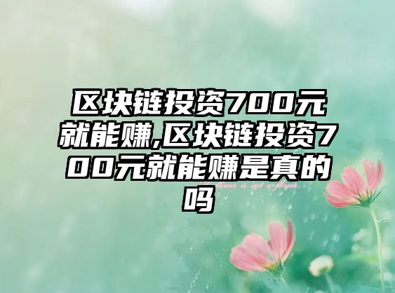 區(qū)塊鏈投資700元就能賺,區(qū)塊鏈投資700元就能賺是真的嗎