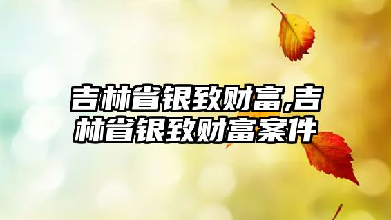 吉林省銀致財富,吉林省銀致財富案件