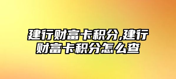 建行財(cái)富卡積分,建行財(cái)富卡積分怎么查