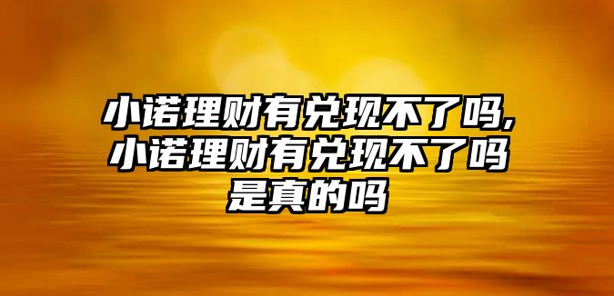 小諾理財有兌現(xiàn)不了嗎,小諾理財有兌現(xiàn)不了嗎是真的嗎