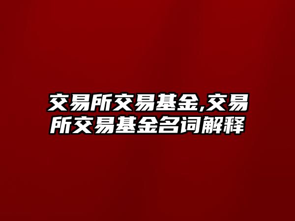 交易所交易基金,交易所交易基金名詞解釋