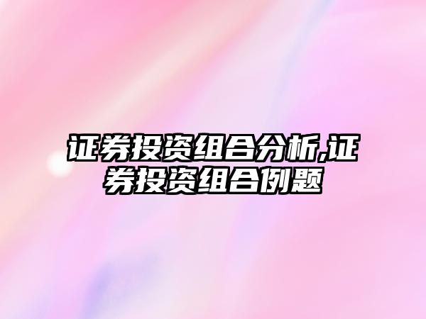 證券投資組合分析,證券投資組合例題