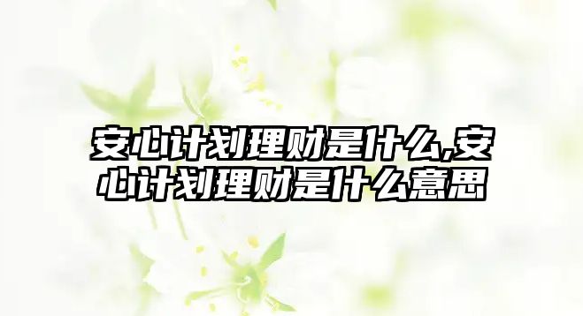 安心計(jì)劃理財(cái)是什么,安心計(jì)劃理財(cái)是什么意思