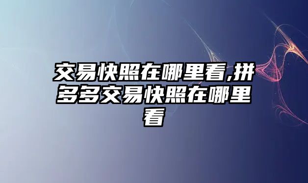 交易快照在哪里看,拼多多交易快照在哪里看