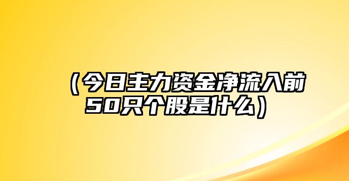 （今日主力資金凈流入前50只個股是什么）