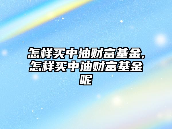 怎樣買中油財(cái)富基金,怎樣買中油財(cái)富基金呢