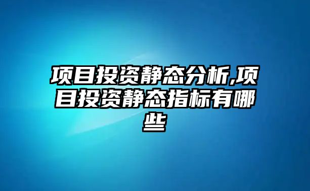 項目投資靜態(tài)分析,項目投資靜態(tài)指標有哪些