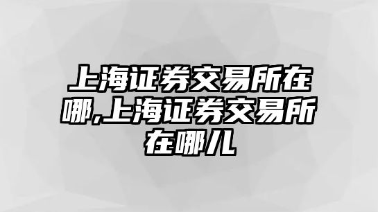 上海證券交易所在哪,上海證券交易所在哪兒