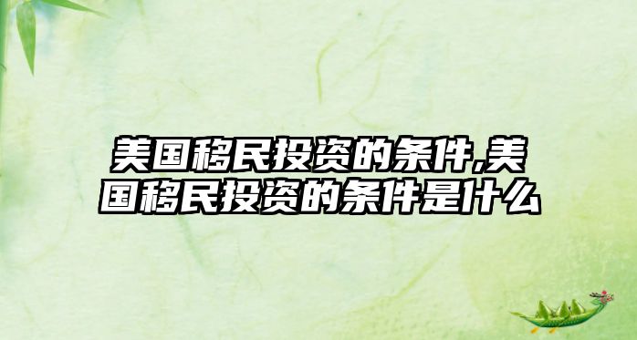 美國(guó)移民投資的條件,美國(guó)移民投資的條件是什么