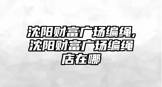 沈陽財富廣場編繩,沈陽財富廣場編繩店在哪