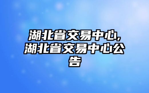 湖北省交易中心,湖北省交易中心公告