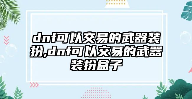 dnf可以交易的武器裝扮,dnf可以交易的武器裝扮盒子