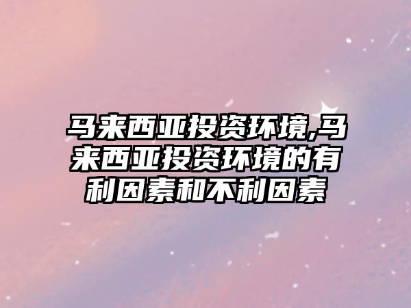 馬來西亞投資環(huán)境,馬來西亞投資環(huán)境的有利因素和不利因素