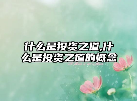 什么是投資之道,什么是投資之道的概念