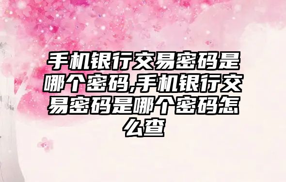 手機銀行交易密碼是哪個密碼,手機銀行交易密碼是哪個密碼怎么查