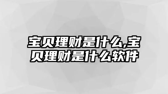 寶貝理財(cái)是什么,寶貝理財(cái)是什么軟件