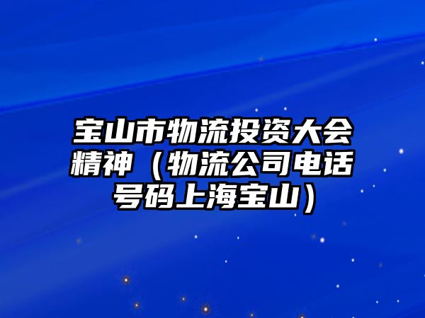 寶山市物流投資大會精神（物流公司電話號碼上海寶山）