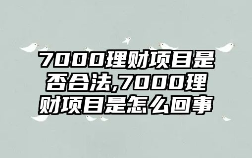 7000理財(cái)項(xiàng)目是否合法,7000理財(cái)項(xiàng)目是怎么回事