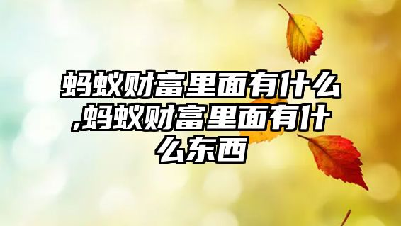 螞蟻財(cái)富里面有什么,螞蟻財(cái)富里面有什么東西