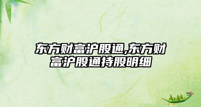 東方財(cái)富滬股通,東方財(cái)富滬股通持股明細(xì)