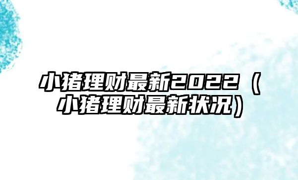 小豬理財(cái)最新2022（小豬理財(cái)最新狀況）