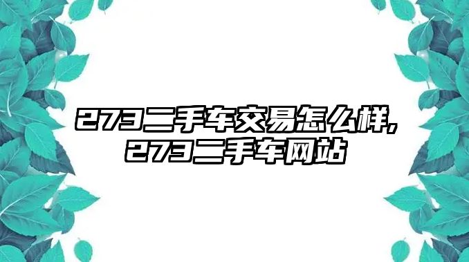 273二手車交易怎么樣,273二手車網(wǎng)站