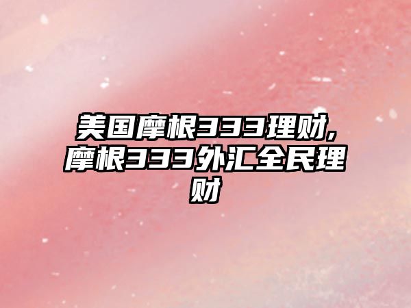 美國摩根333理財,摩根333外匯全民理財