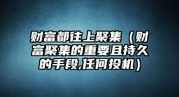 財富都往上聚集（財富聚集的重要且持久的手段,任何投機）