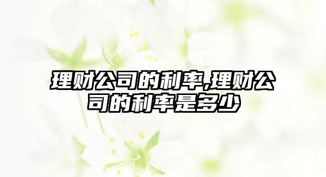 理財(cái)公司的利率,理財(cái)公司的利率是多少